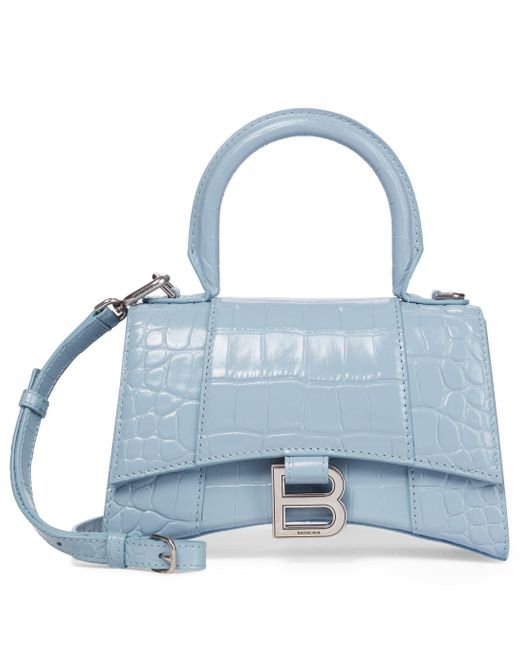 TÚI BALENCIAGA Hourglass XS croc-embossed leather shoulder bag
