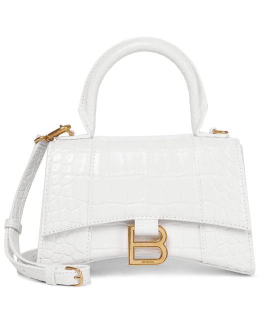 TÚI BALENCIAGA Hourglass XS croc-embossed leather shoulder bag