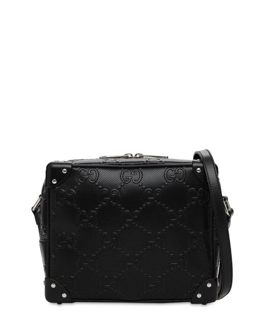 TÚI GUCCI Black GG Embossed Leather Crossbody Bag TÚI GUCCI Black GG Embossed Leather Crossbody Bag