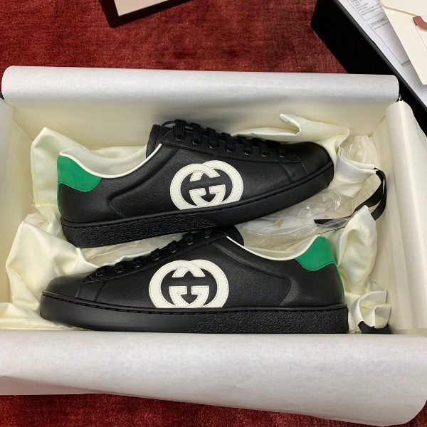 GIÀY GUCCI Leather Ace Sneakers Interlocking GG Black