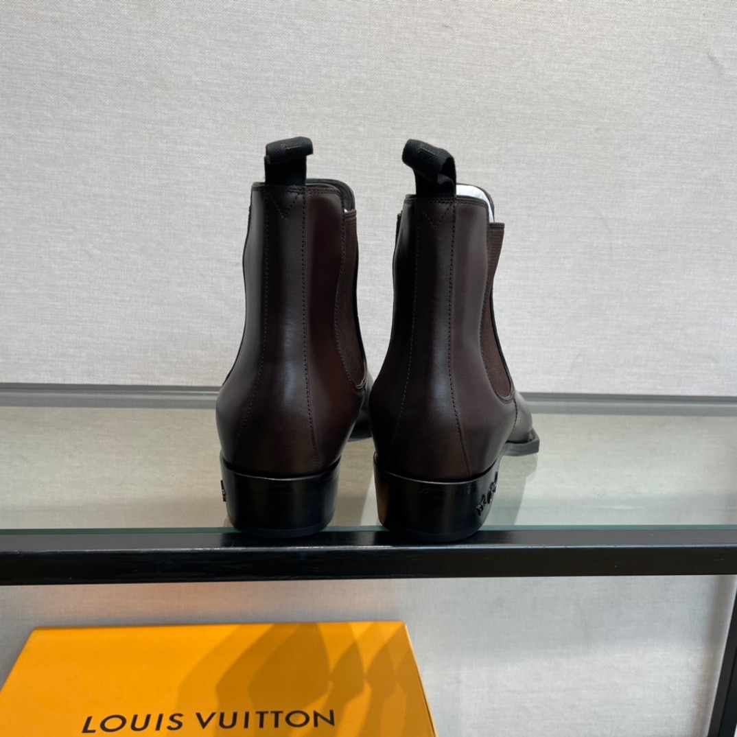 GIÀY LOUIS VUITTON BROWN LEATHER BOOTS SHOES