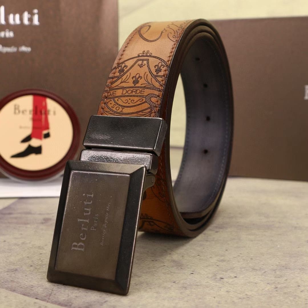 DÂY LƯNG BERLUTI PATINA Leather khóa đen