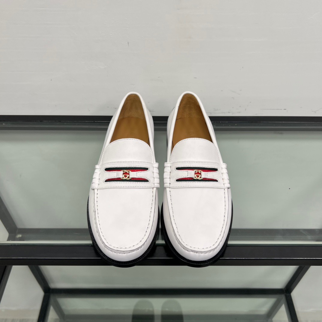 GIÀY GUCCI GG LEATHER  LOGO LOAFER SHOES