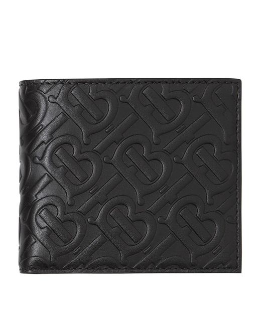 VÍ Burberry Black Leather Monogram Print Bifold Wallet