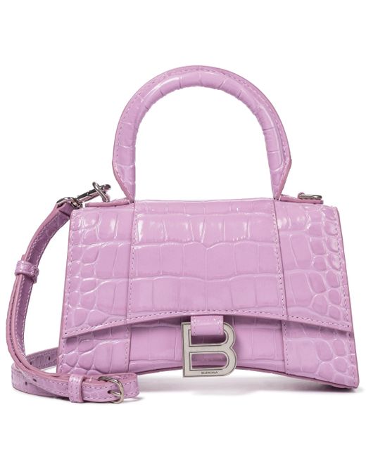 TÚI BALENCIAGA Hourglass XS croc-embossed leather shoulder bag