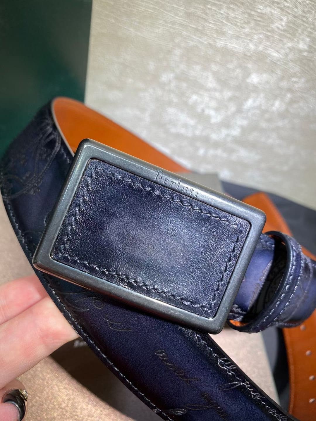 DÂY LƯNG BERLUTI PATINA Leather khóa da