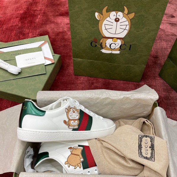 GIÀY GUCCI Leather Ace Sneakers Doraemon White