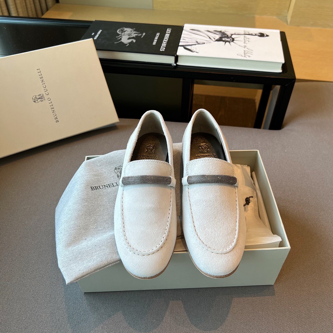 GIÀY BRUNELLO CUCINELLI white suede loafer
