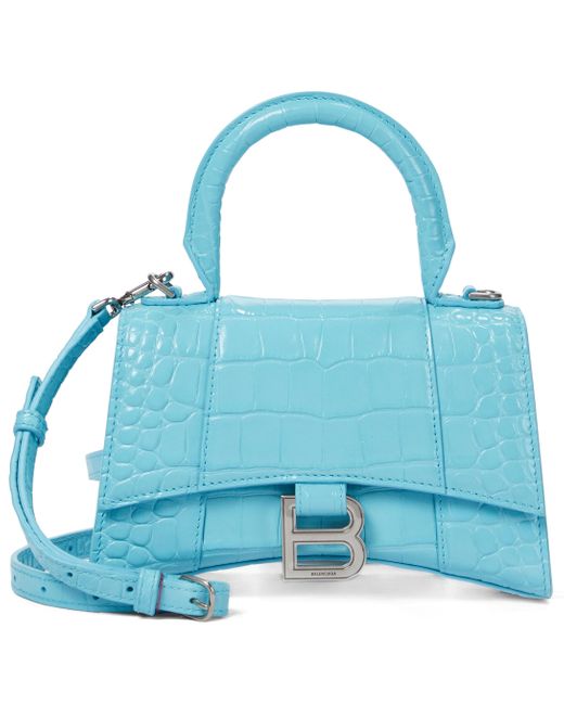 TÚI BALENCIAGA Hourglass XS croc-embossed leather shoulder bag