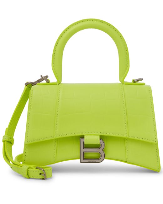 TÚI BALENCIAGA Hourglass XS croc-embossed leather shoulder bag