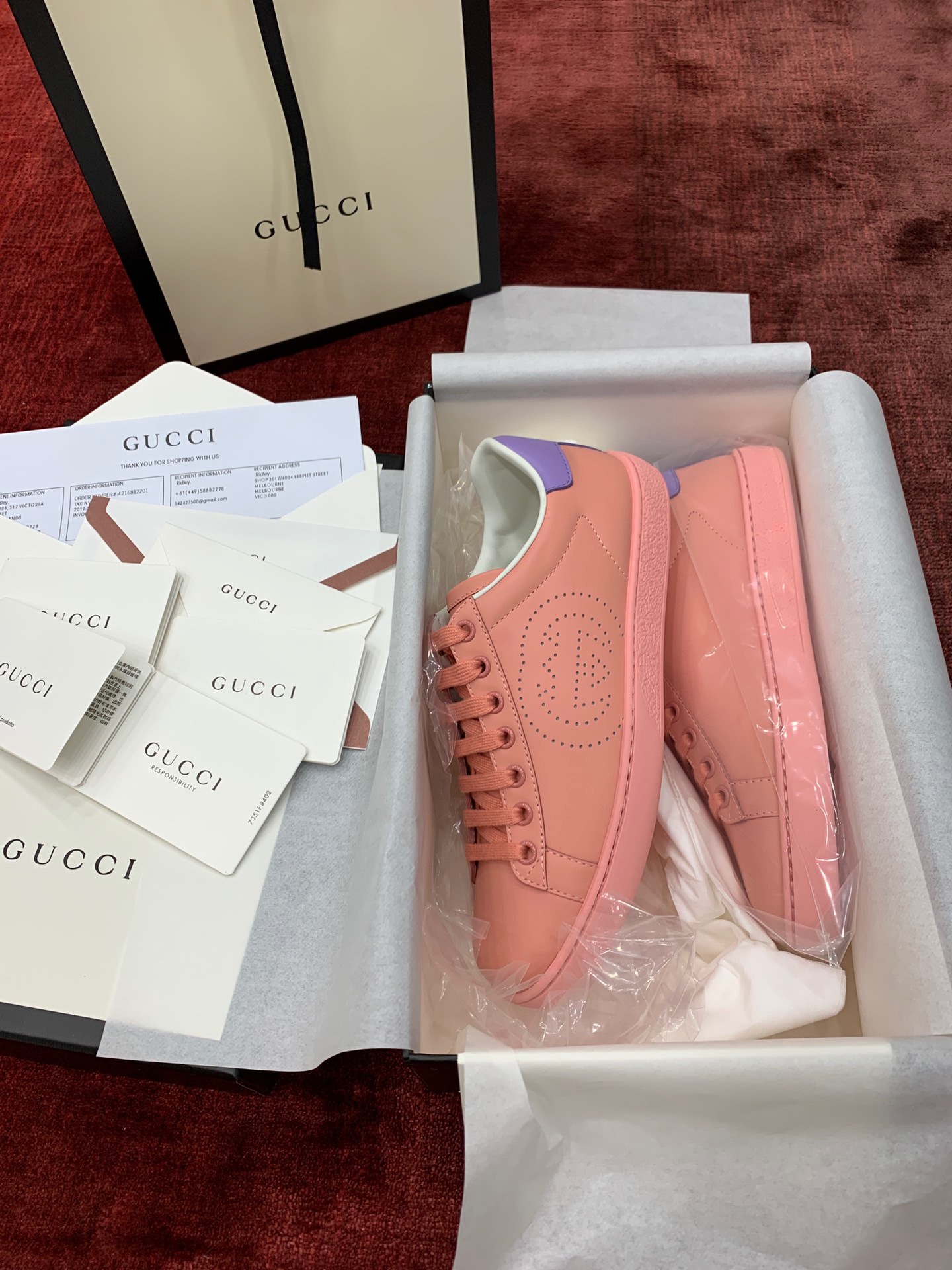 GIÀY GUCCI Leather Ace Sneakers Interlocking GG Blue