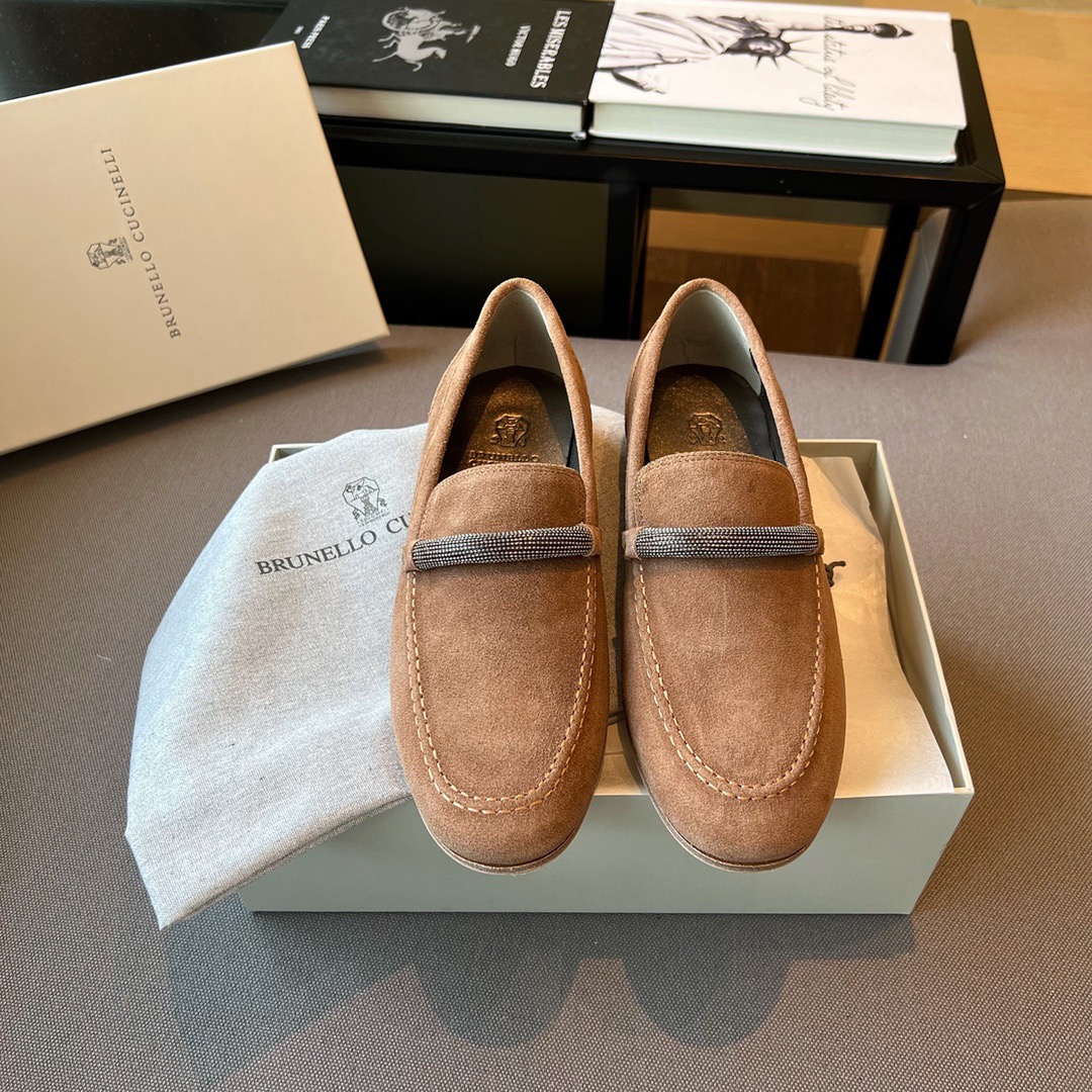 GIÀY BRUNELLO CUCINELLI brown suede loafer