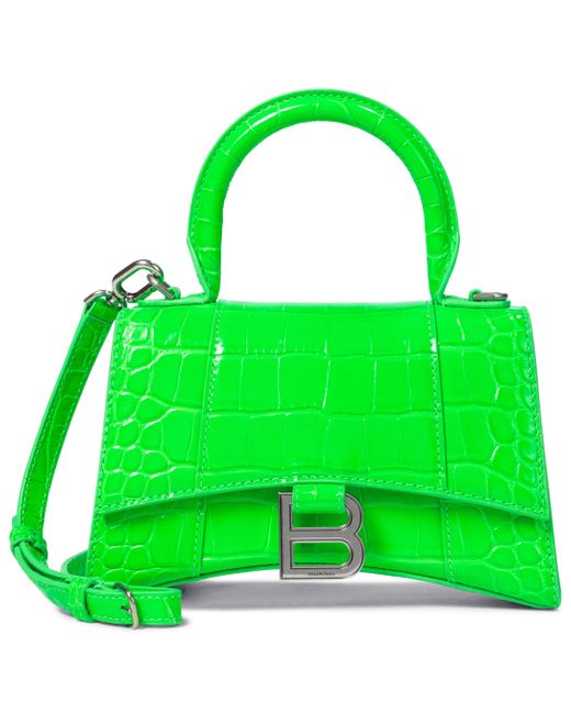 TÚI BALENCIAGA Hourglass XS croc-embossed leather shoulder bag