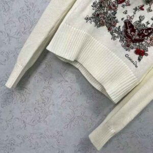 ÁO Dior Women Sweater White Cashmere with Multicolor Butterfly Motif