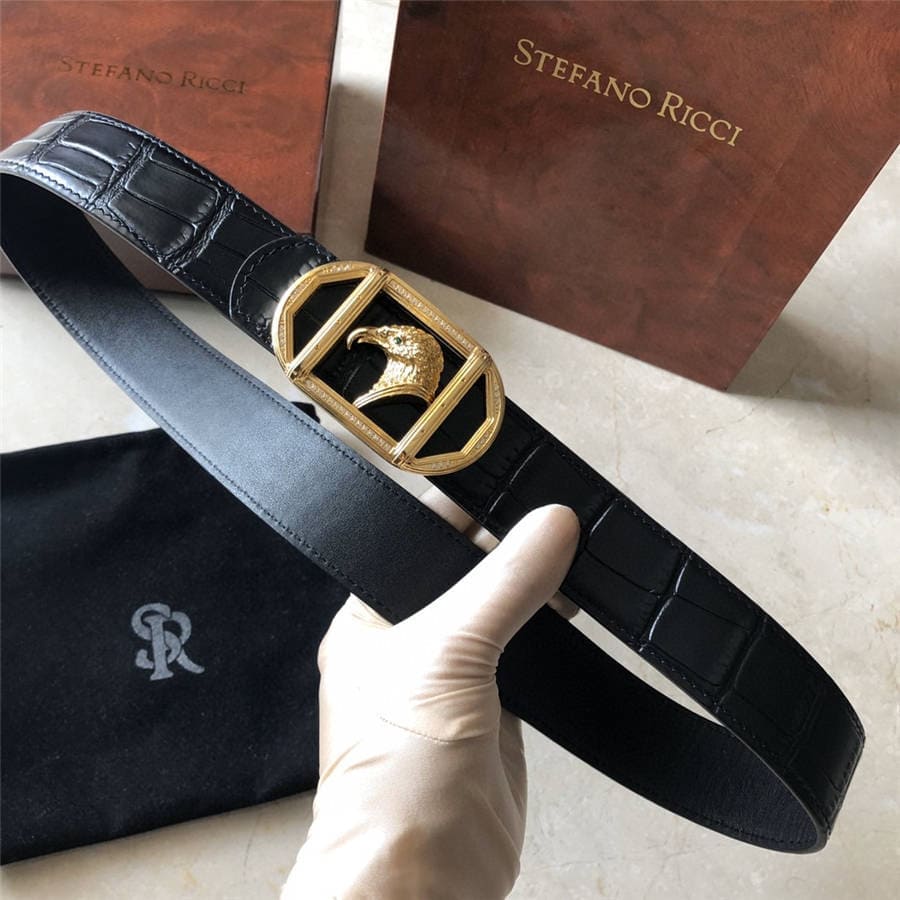 DÂY LƯNG STEFANO RICCI CROCODILE LEATHER DA CÁ SẤU Belt Khóa vàng