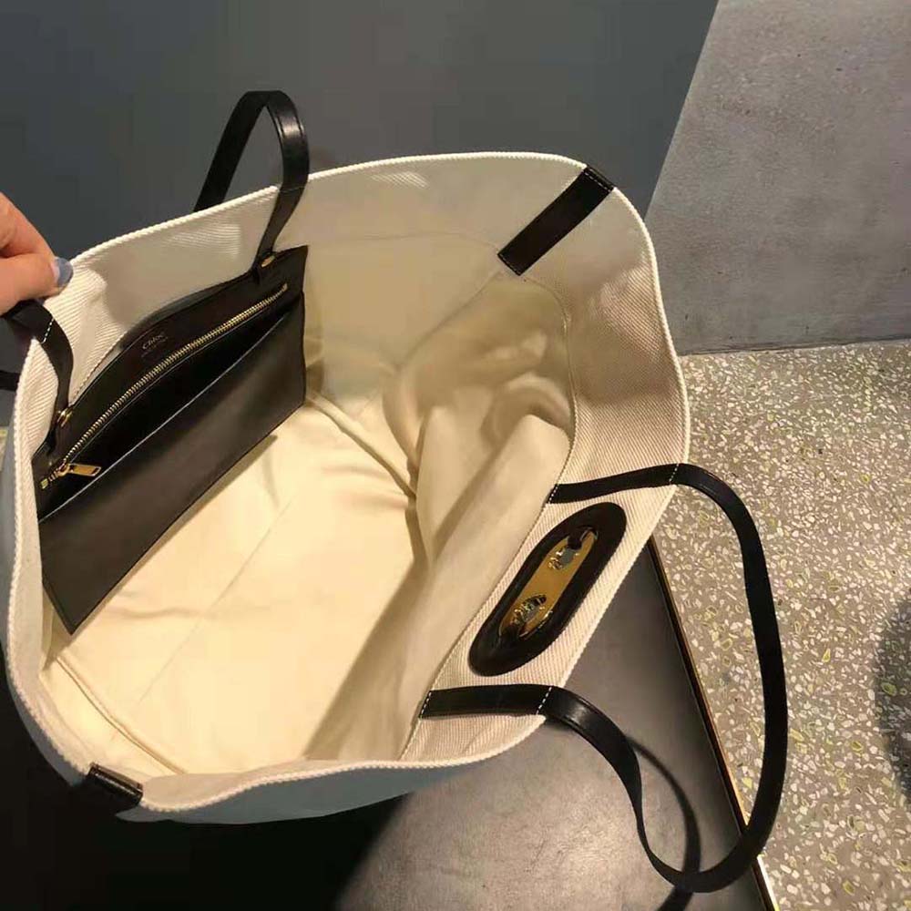 TÚI Celine Women Cabas Maillon Triomphe in Textile and Calfskin