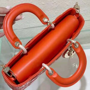 TÚI Dior Women Lady D-Joy Bag Bright Orange Cannage Lambskin