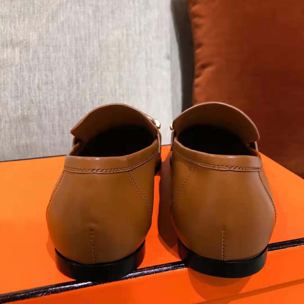 GIÀY Hermes Women Colette Loafer in Calfskin Leather-Brown SS2022