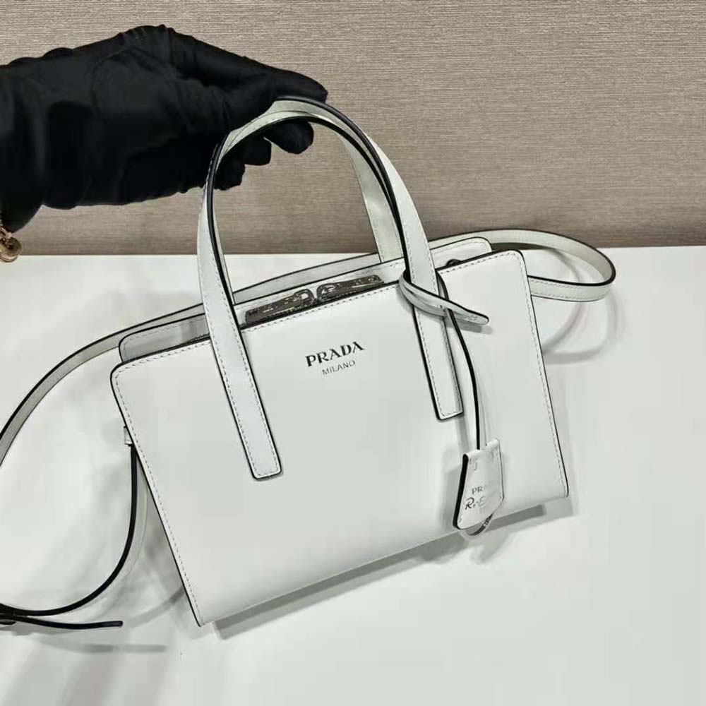 TÚI Prada Women Re-Edition 1995 Brushed-Leather Mini Handbag-White