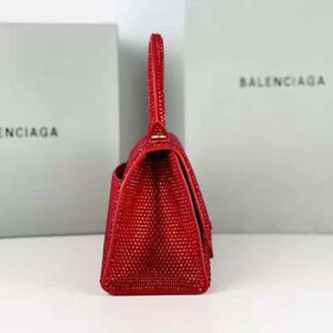 TÚI Balenciaga Women Hourglass XS Handbag with Rhinestones-Red