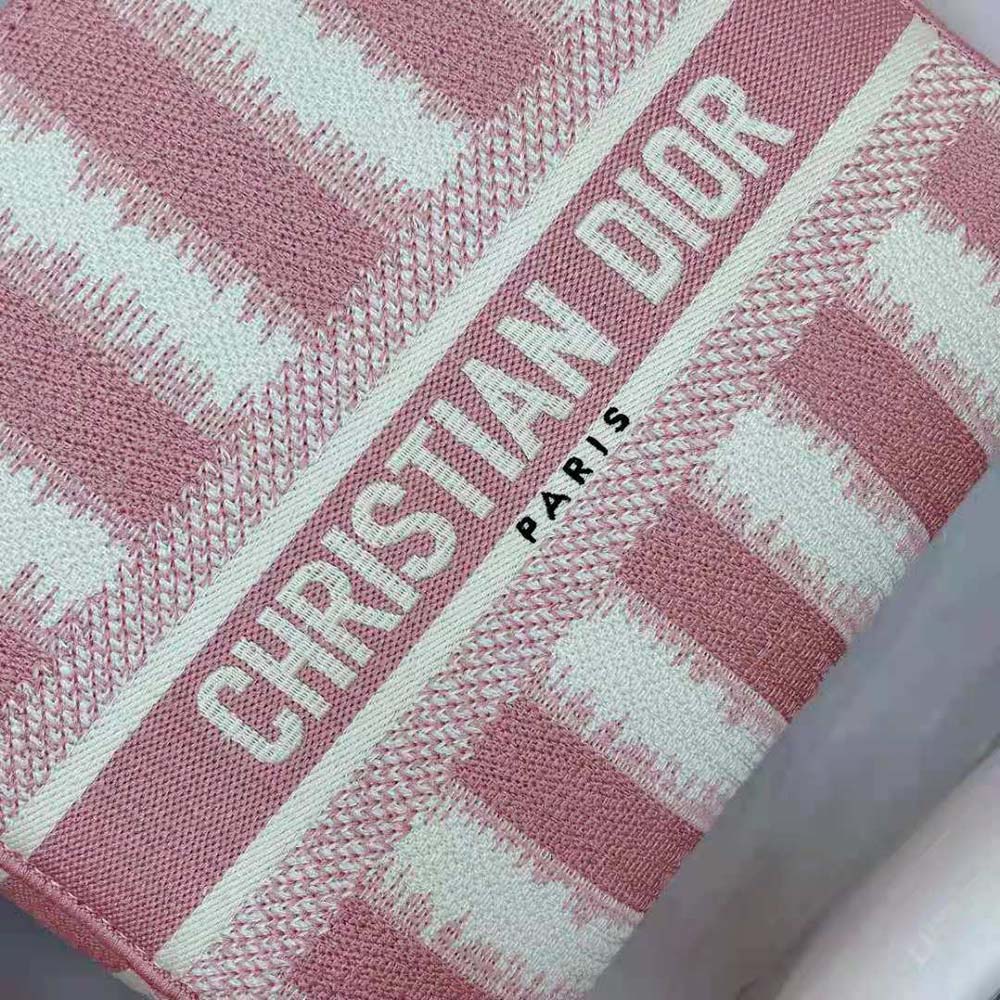 TÚI Dior Women Medium Lady D-lite Bag Pink D-Stripes Embroidery