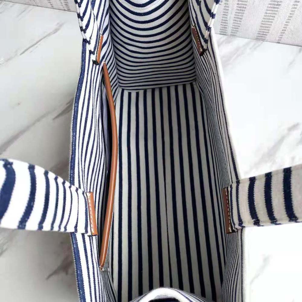 TÚI Celine Women Large Cabas Thais in Striped Textile