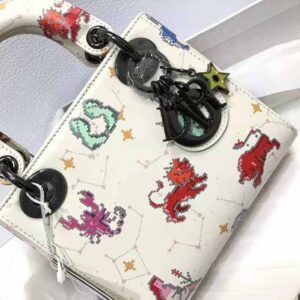 TÚI Dior Women Mini Lady Dior Bag Latte Multicolor Dior Pixel Zodiac Printed Calfskin