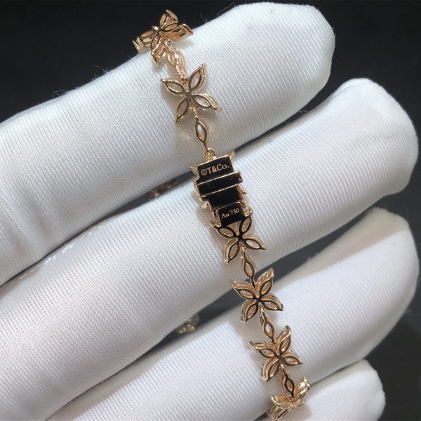 Vòng tay Tiffany & Co Victoria Cluster Marquise Diamonds Vàng hồng 18K