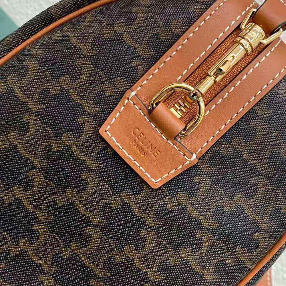 TÚI Celine Women Boston Bag in Triomphe Canvas-Brown