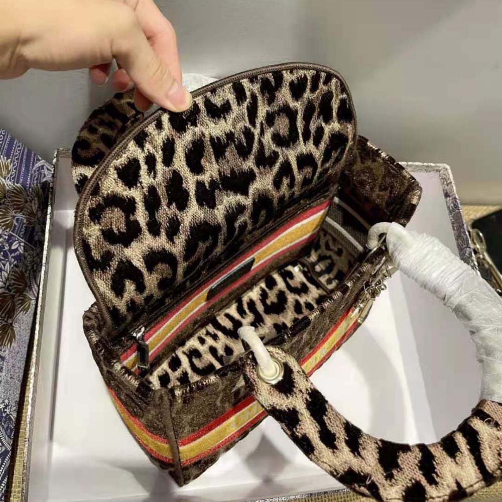 TÚI Dior Medium Lady D-lite Bag Beige Multicolor Mizza Embroidered Velvet