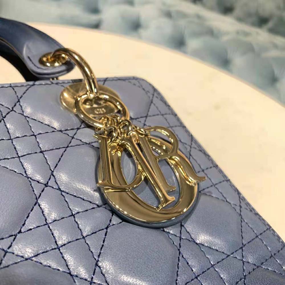 TÚI Dior Women Medium Lady Dior Bag Indigo Blue Gradient Cannage Lambskin