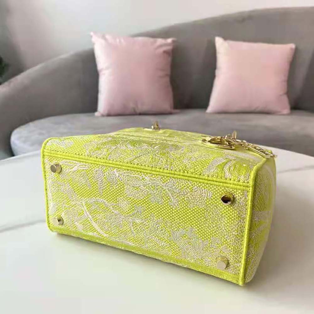 TÚI Dior Women Medium Lady D-lite Bag Lime Toile de Jouy Reverse Embroidery