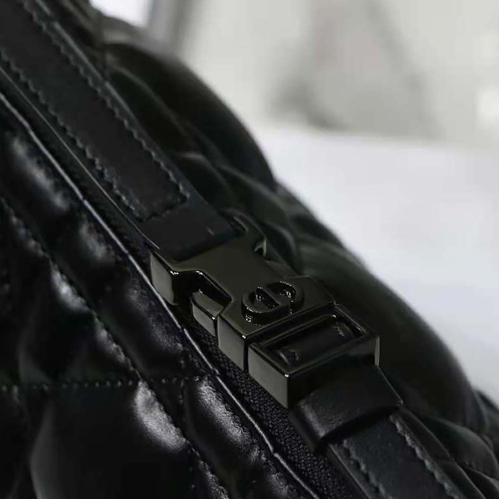 TÚI Dior Women Medium Diortravel Nomad Pouch Black Macrocannage Calfskin