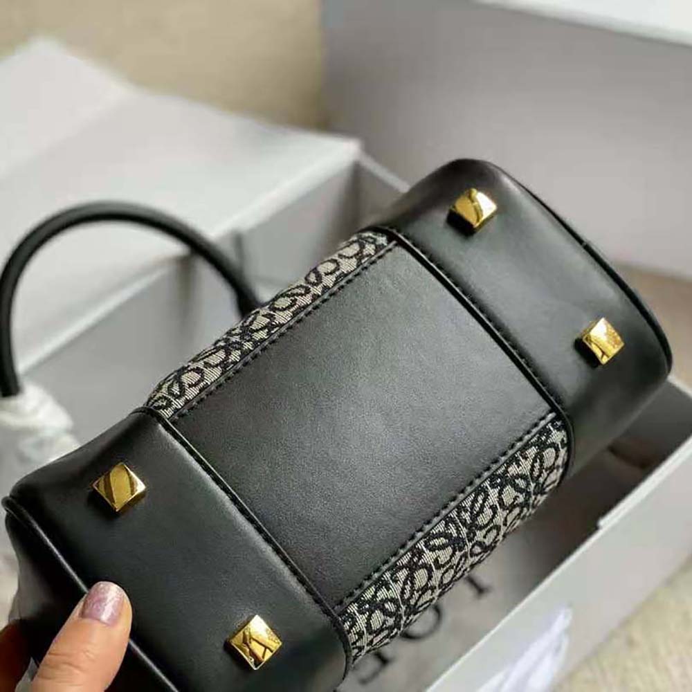 TÚI Loewe Amazona 19 Square Bag in Jacquard and Calfskin-Black