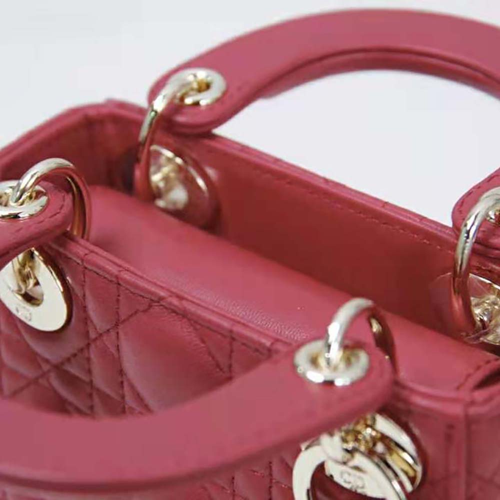TÚI Dior Women Micro Lady Dior Bag Red Cannage Lambskin