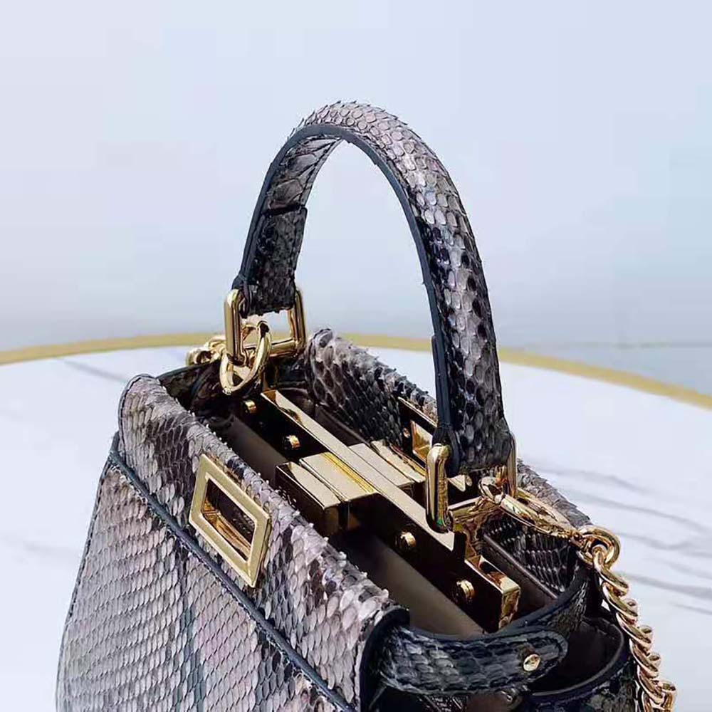 TÚI Fendi Women Peekaboo Iconic Mini Gray Python Bag