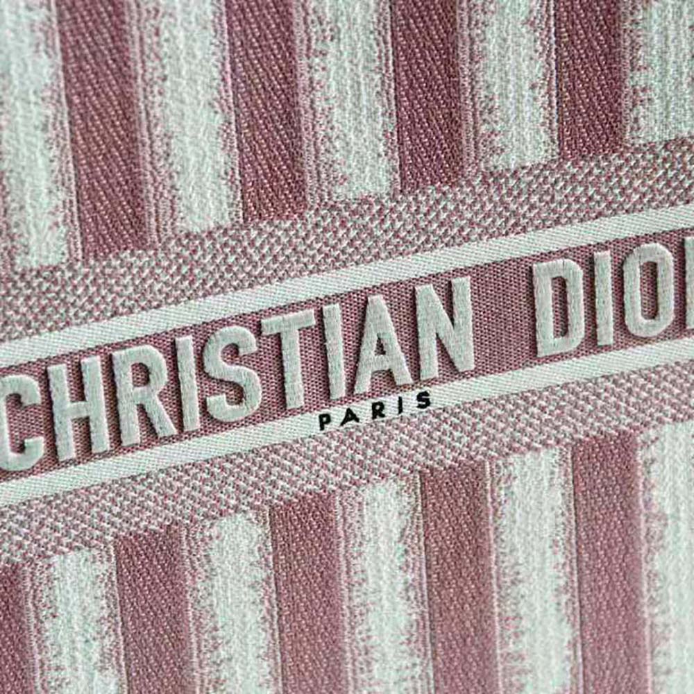 TÚI Dior Women Dior Book Tote Pink D-Stripes Embroidery