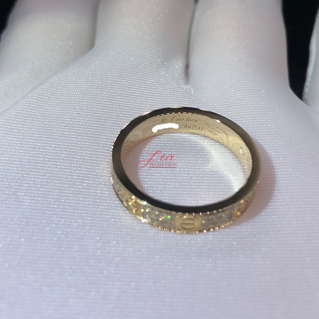 Nhẫn Cartier Love full kim cương vàng hồng 18K