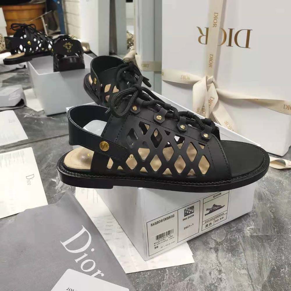 DÉP SANDAL DIOR D-Trap Sandal Black Matte Calfskin