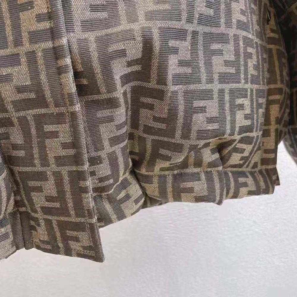 ÁO Fendi Women Ski Jacket Brown Canvas Jacket-Brown