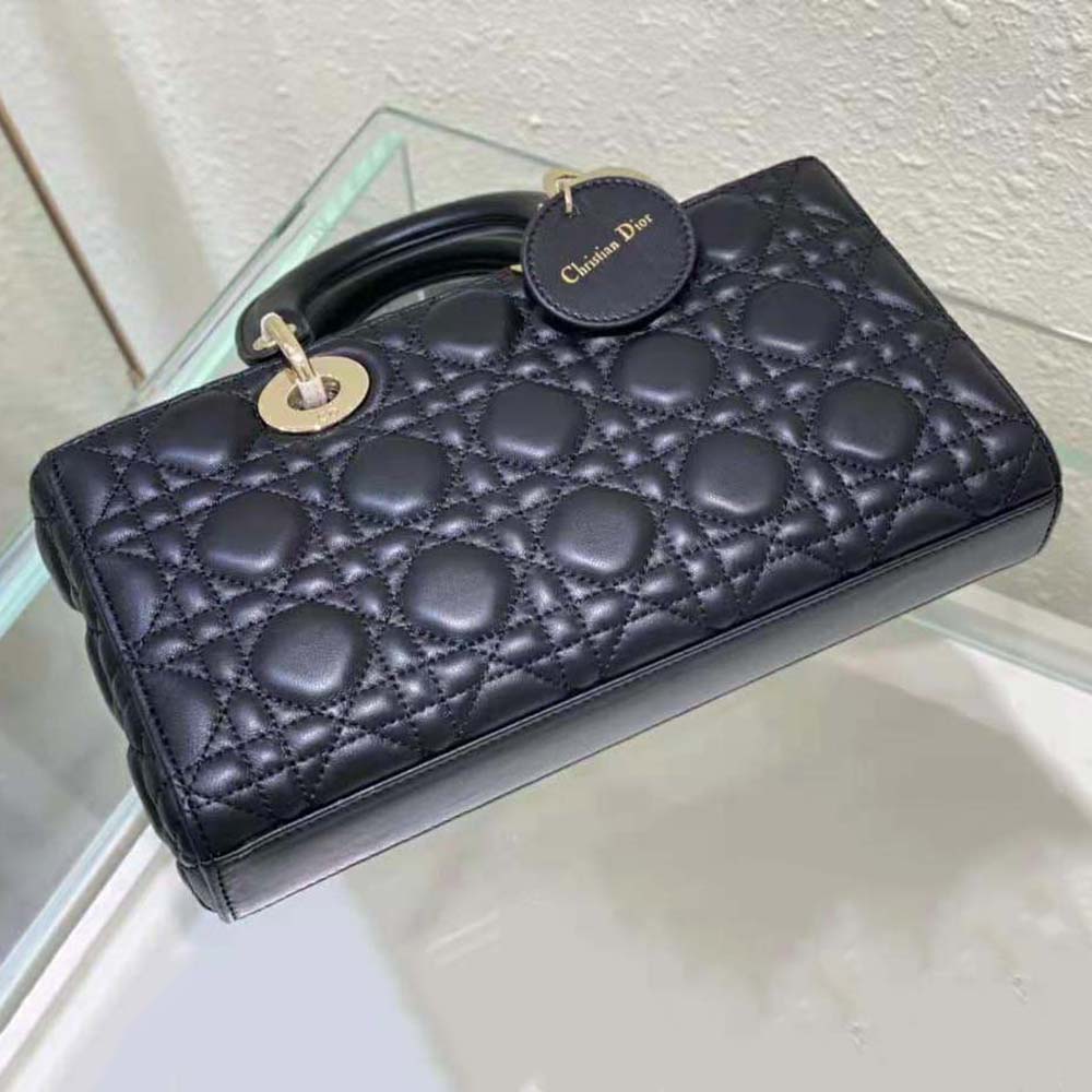 TÚI Dior Women Lady D-Joy Bag Black Cannage Lambskin