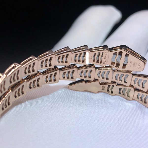 Vòng tay BVLGARI Serpenti hai cuộn vàng hồng 18K