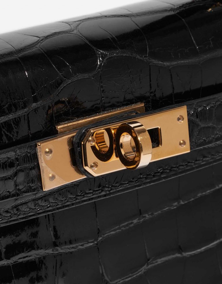 TÚI Hermès Kelly Mini Alligator Black Gold Buckle khóa vàng