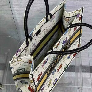 TÚI Dior Women Large Dior Book Tote Latte Multicolor Dior Pixel Zodiac Embroidery