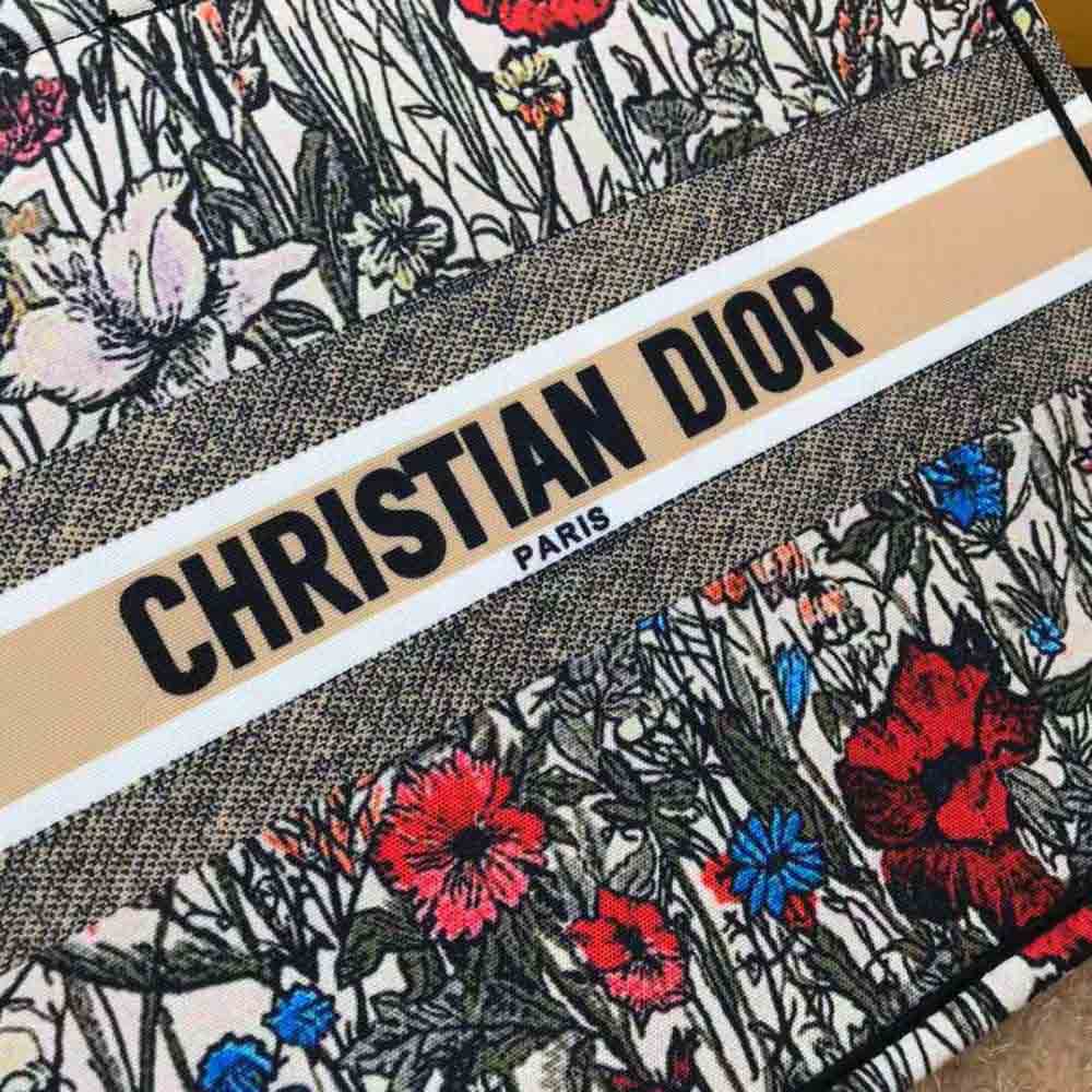 TÚI Dior Women Small Dior Book Tote Multicolor Mille Fleurs Embroidery