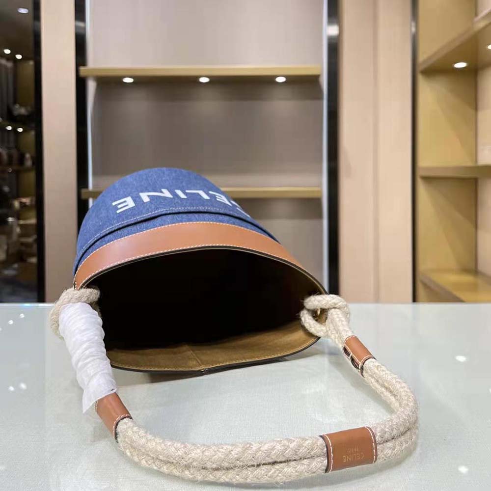 TÚI Celine Bucket Celine in Denim with Celine Print and Calfskin