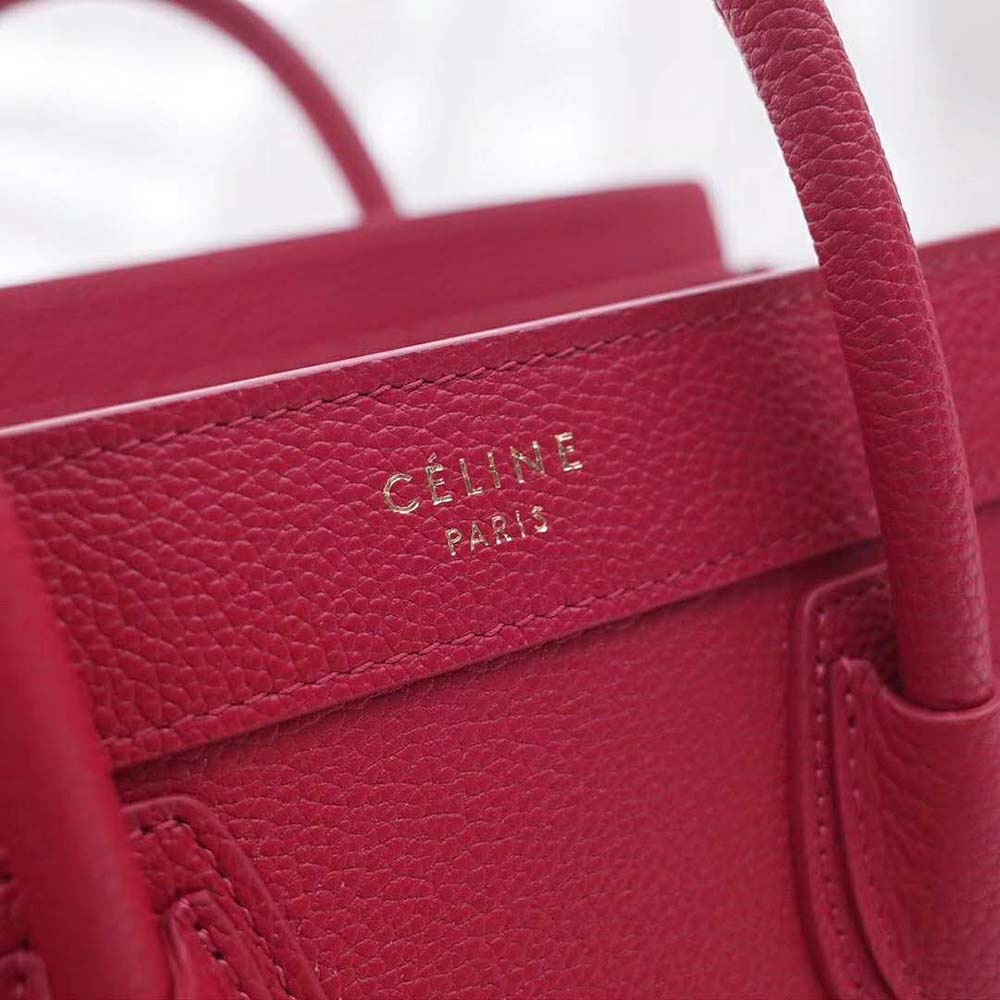 TÚI Celine Women Nano Luggage Bag in Drummed Calfskin-Rose
