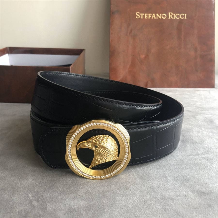 DÂY LƯNG STEFANO RICCI CROCODILE LEATHER DA CÁ SẤU Belt Khóa vàng