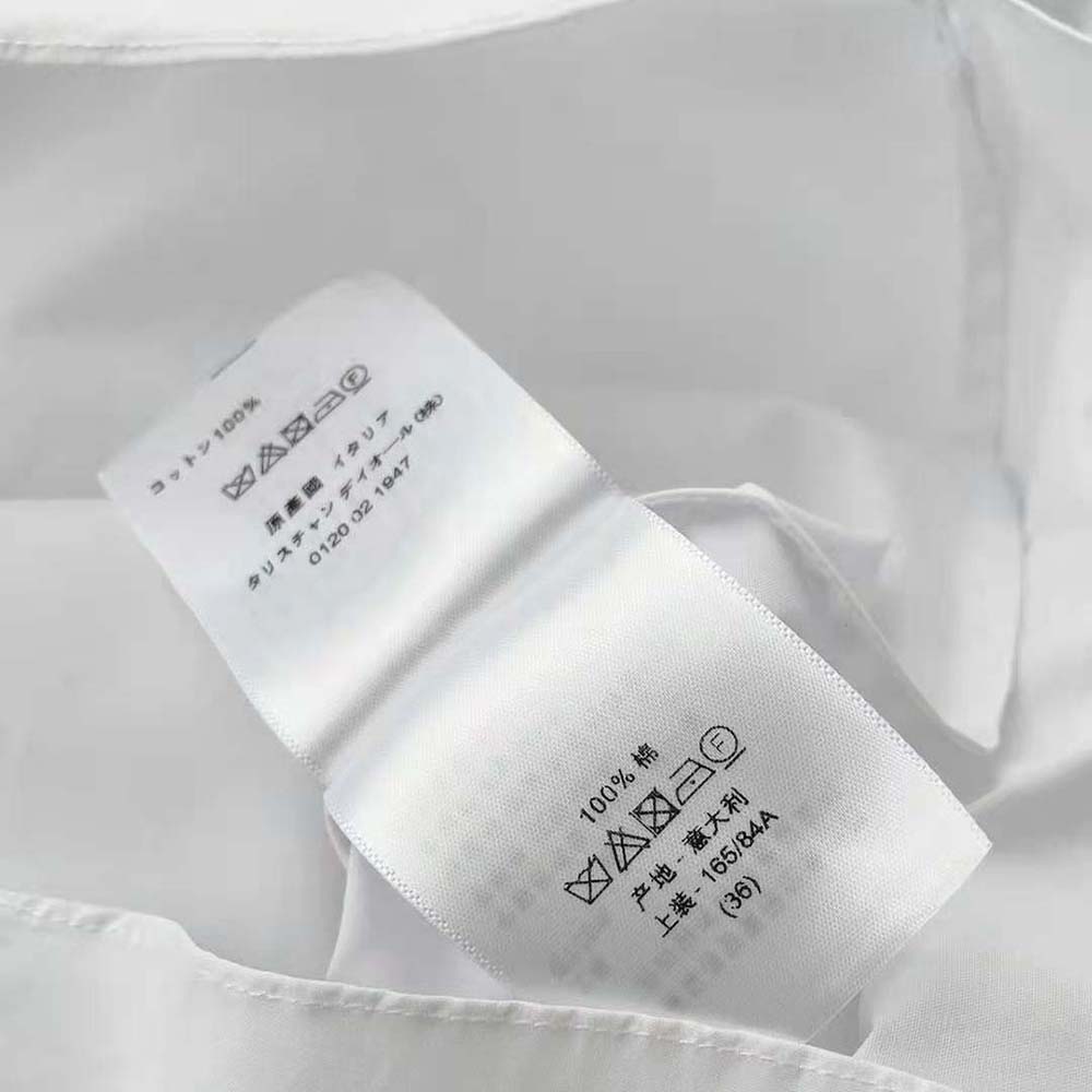 ÁO Dior Women Blouse with Ruffles White Cotton Poplin