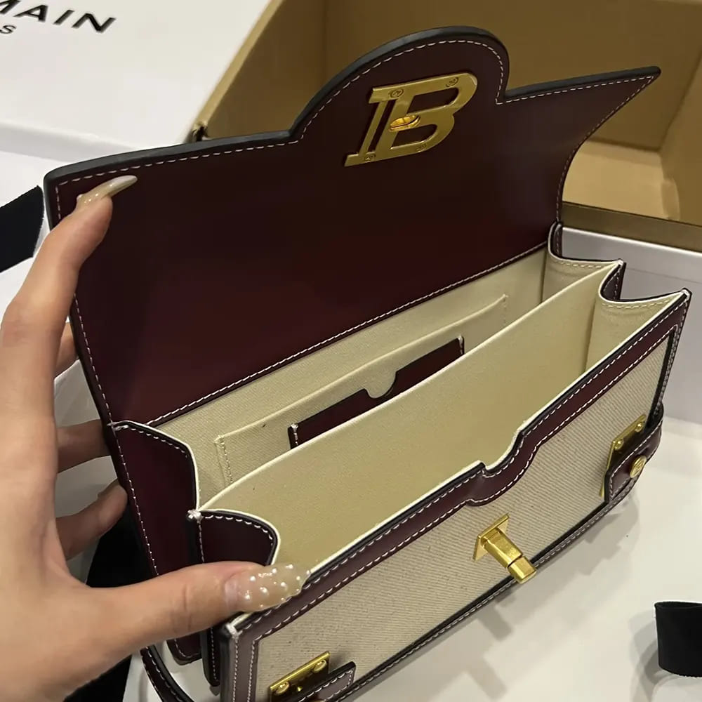 TÚI BALMAIN Women B Buzz 24 Canvas and Leather Bag
